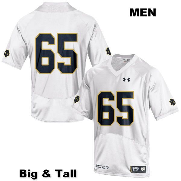 Men's NCAA Notre Dame Fighting Irish #65 Michael Vinson Stitched College Under Armour Authentic White Big & Tall No Name Football Jersey TK10Y17NE